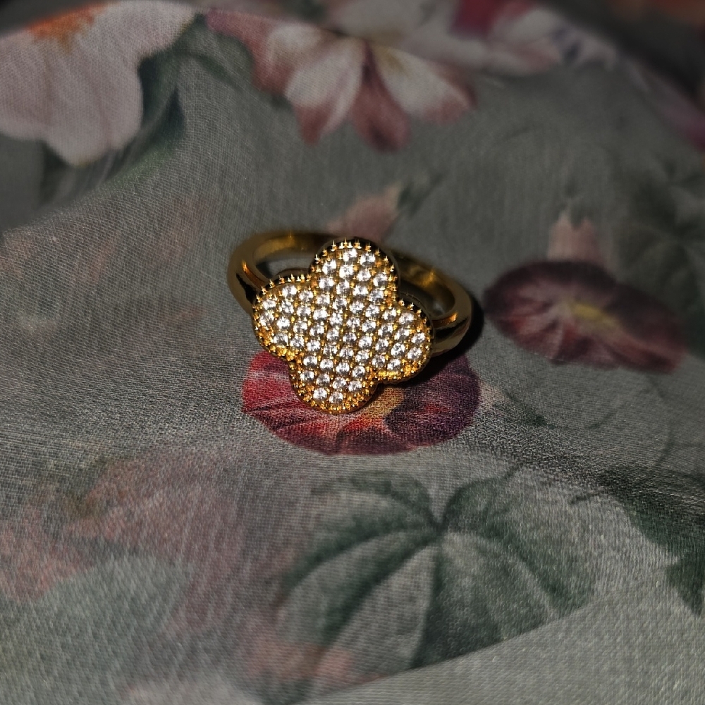 Gold and Silver Floral Ring plated gold 18k